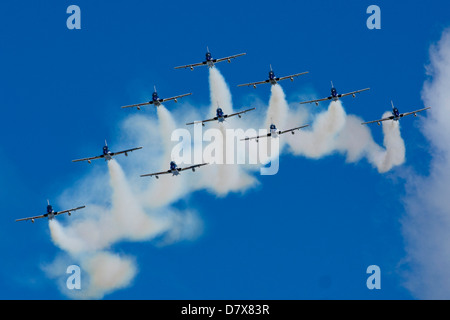 Aermacchi MB339 de l'Armée de l'air italienne Frecce Tricolori Affichage à l'International Air Tattoo de Fairford Airshow Banque D'Images