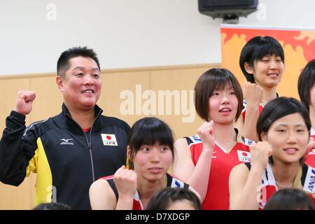 L'équipe féminine du Japon (JPN), groupe 13 MAI 2013 - Volley-ball : une conférence de presse sur l'équipe féminine de volley-ball au Japon au centre national de formation d'Ajinomoto, Tokyo, Japon. (Photo par AFLO SPORT) Banque D'Images