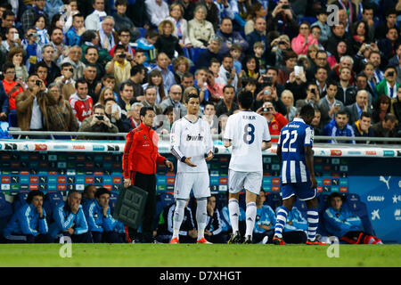 (L-R) Cristiano Ronaldo, Kaka (Real), le 11 mai 2013 - Football / Soccer : espagnol 'Liga Espanola' match betweena RCD Espanyol Real Madrid 1-1 au stade Cornella-El Prat de Llobregat, Espagne Cornella. (Photo par D. Nakashima/AFLO) Banque D'Images