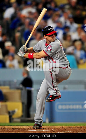 Los Angeles, CA. USA. 14 mai, 2013. Nationals de Washington de troisième but Ryan Zimmerman # 11 au bâton en ligue majeure de baseball pendant les match entre les Dodgers de Los Angeles et les Nationals de Washington au Dodger Stadium..La défaite des Dodgers de Los Angeles, les Nationals de Washington 2-0.Louis Lopez/CSM/Alamy Live News Banque D'Images