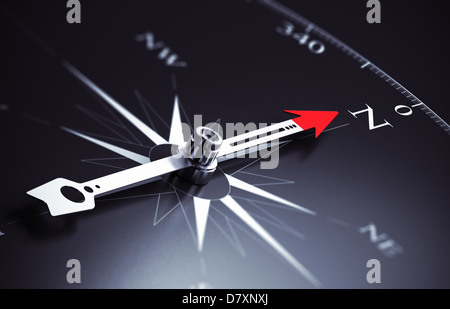 Aiguille de la boussole pointe vers le nord, direction de droit approprié pour business consulting concept. Rendu 3D illustration. Banque D'Images