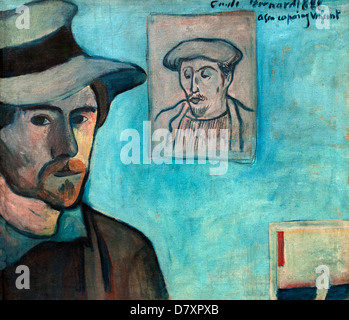 Autoportrait avec portrait de Gauguin 1888 par Emile Bernard 1868 - 1941 France Banque D'Images