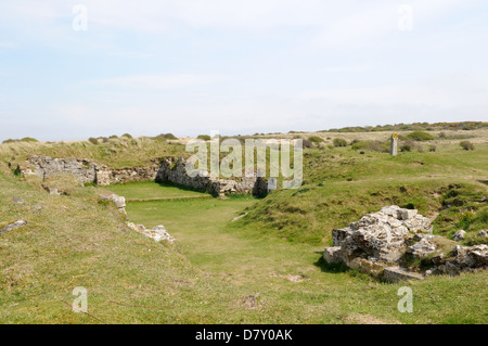 Les ruines de l'église St Pirans sur Penhale Sands Rolvenden Cornwall England UK GO Banque D'Images