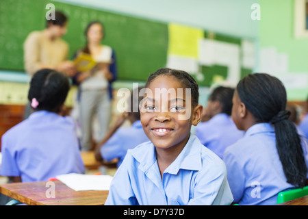 Student smiling in class Banque D'Images