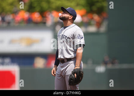 Baltimore, MD, USA. 15 avril, 2013. San Diego Padres joueur Yonder Alonso (23). San Diego Padres vs Baltimore Orioles à l'Oriole Park at Camden Yards le 15 mai 2013 à Baltimore, MD. Photo : Mike Buscher/Cal Sport Media Banque D'Images