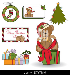 Ensemble d'éléments de décoration de Noël en format vectoriel Banque D'Images