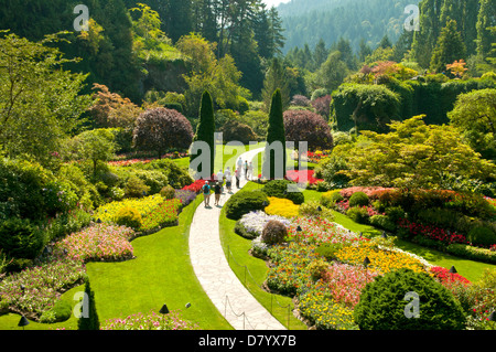 Jardin en contrebas, les Jardins Butchart, Victoria, Colombie-Britannique, Canada Banque D'Images