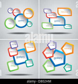 4 Modèles de menu Web colorés Banque D'Images