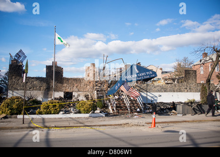 Effets de l'Ouragan Sandy. L'extrême Rockaways, Queens, NEW YORK, 4 novembre 2012. Banque D'Images