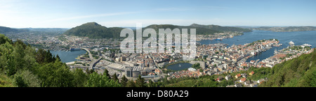 Bergen de Floyen Panorama, Norvège Banque D'Images