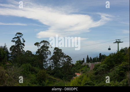 Le téléphérique de Funchal au village de Monte de Madère. Banque D'Images