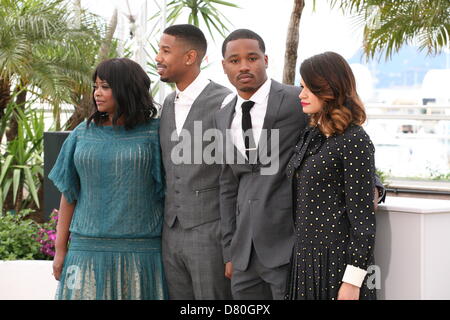 Cannes, France. 16 mai 2013. Octavia Spencer, Michael B. Jordan, Ryan Coogler et Melonie Diaz à la Station Fruitvale photocall du film au Festival de Cannes 16 mai 2013. Credit : Doreen Kennedy / Alamy Live News Banque D'Images