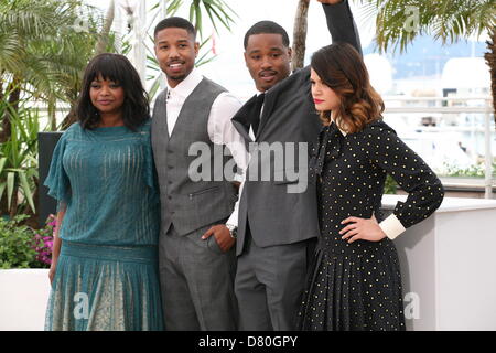 Cannes, France. 16 mai 2013. Octavia Spencer, Michael B. Jordan, Ryan Coogler et Melonie Diaz à la Station Fruitvale photocall du film au Festival de Cannes 16 mai 2013. Credit : Doreen Kennedy / Alamy Live News Banque D'Images