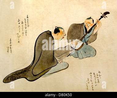Artisan au travail par Kuwagata Keisa 1764 1824 Japon Tokyo Museum période Edo 19e 100 performance musicale musique musicien Banque D'Images