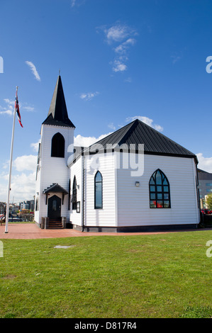 L'Église norvégienne dans la baie de Cardiff, Royaume Uni sur une journée ensoleillée. Banque D'Images