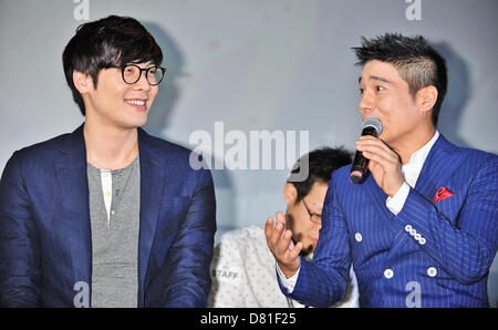 Daniel Choi et Chang jung GI, 16 mai 2013 : Tokyo, Japon : acteurs coréen Choi Daniel(L) et Im Chang jung assister à la première mondiale au Japon pour le film 'Les trafiquants" à Tokyo, Japon, le 16 mai 2013. Le film sera ouverte le 1 juin au Japon. (Photo de Keizo Mori/AFLO) Banque D'Images