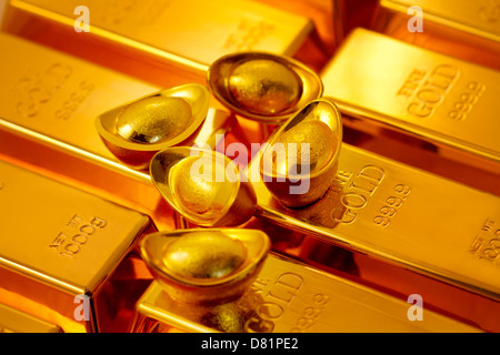 Barres d'or et d'or bullions Banque D'Images