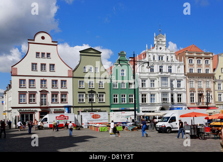 Maisons à nouveau marché, Rostock, Mecklembourg-Poméranie-Occidentale, Allemagne Banque D'Images