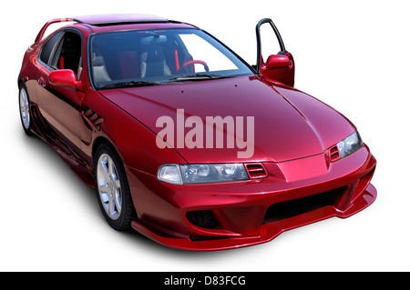 Mitsubishi Eclipse personnalisé voiture sport rouge isolé sur fond blanc avec clipping path Banque D'Images