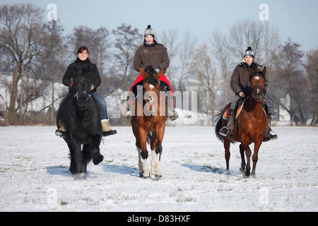 Les cavaliers avec chevaux Banque D'Images