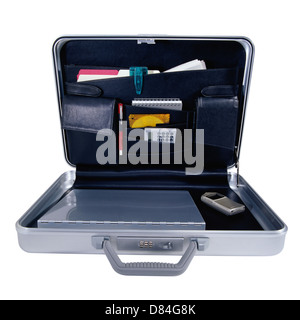 Valise aluminium ouvert Banque D'Images