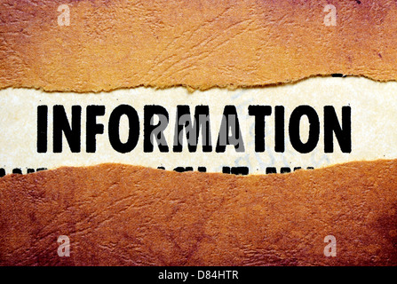 Texte d'information sur papier hole Banque D'Images
