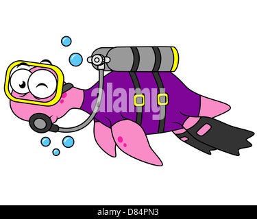 Illustration d'un loch Ness scuba diver. Banque D'Images