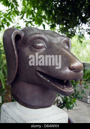 Statue de signe chinois du chien, Zhong Chine Comté Banque D'Images