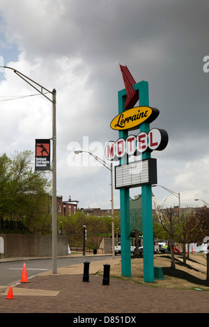 Une vue de la Lorraine Motel sign à il National Civil Rights Museum de Memphis, Tennessee Banque D'Images