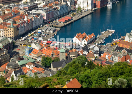 Port intérieur, à partir de Bergen, Norvège Floyen Mt Banque D'Images