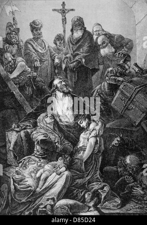 Les Juifs sont expulsés d'Espagne en 1492 comme indiqué dans une gravure du début du 19e siècle Banque D'Images