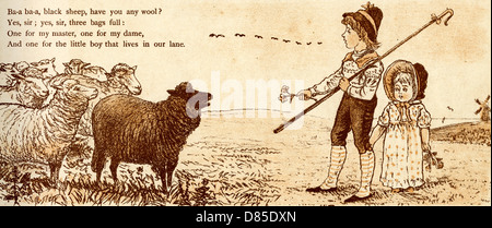 Baa Baa Black Sheep Avez-vous de laine ? Banque D'Images