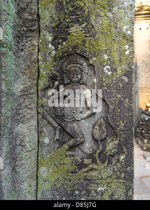 Apsaras. Bas-Relief. Bayon. Angkor Thom. Parc archéologique d'Angkor. Siem Reap. Cambodge Banque D'Images