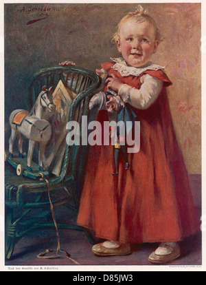 Petite fille avec des jouets 1902 Banque D'Images