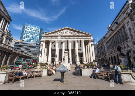 Le Royal Exchange Building, Londres, Angleterre, Royaume-Uni. Banque D'Images