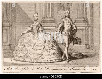 Louis XVI et Marie-Antoinette en costumes de mariage Banque D'Images