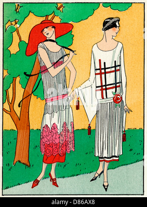 Deux dames en tenues d'été par Martial et Armand Banque D'Images