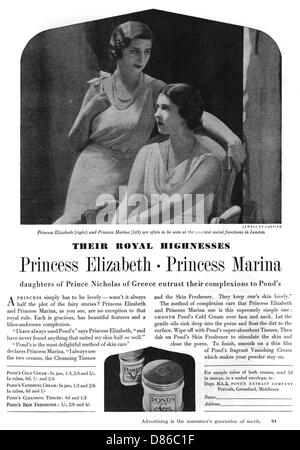 Publicité pour Ponds Cold Cream avec Princess Marina Banque D'Images