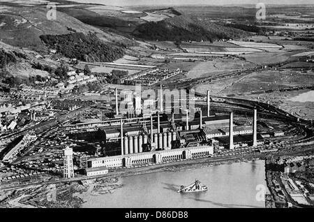 Vue aérienne de Margam Steel Works, Port Talbot, pays de Galles du Sud. Banque D'Images
