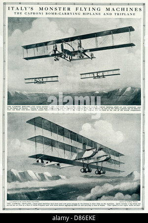 Italien Caproni porte bombe biplan et triplan 1917 Banque D'Images