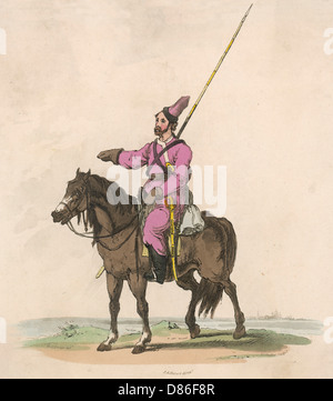 Un cosaque de l'Oural sur le cheval Banque D'Images