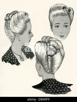 1940s coiffure adaptée aux cheveux très longs Banque D'Images