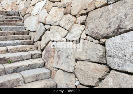 Vieux escaliers en pierre et mur Banque D'Images