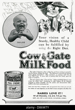 Publicité pour les aliments au lait formule Cow & Gate 1928 Banque D'Images