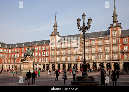 La place centrale Plaza Mayor, Madrid, Spain, Europe Banque D'Images