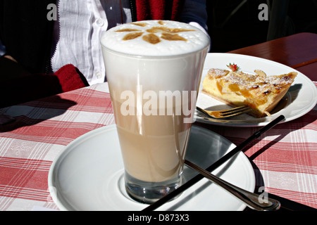 Latte et rhubarbe gâteau , Chiemgau Haute-bavière, Allemagne Banque D'Images