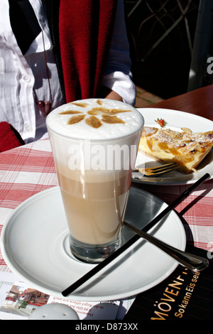 Latte et rhubarbe gâteau , Chiemgau Haute-bavière, Allemagne Banque D'Images