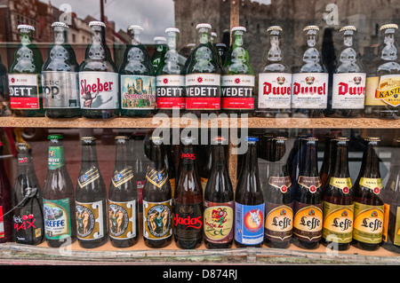 Bières Belges dans la vitrine de Gand Belgique Banque D'Images