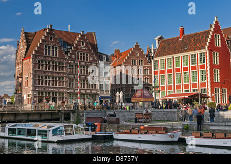 Maisons de guilde sur la Graslei Gand Belgique Banque D'Images