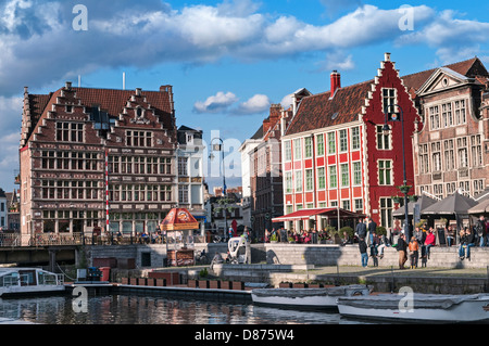 Maisons de guilde sur la Graslei Gand Belgique Banque D'Images